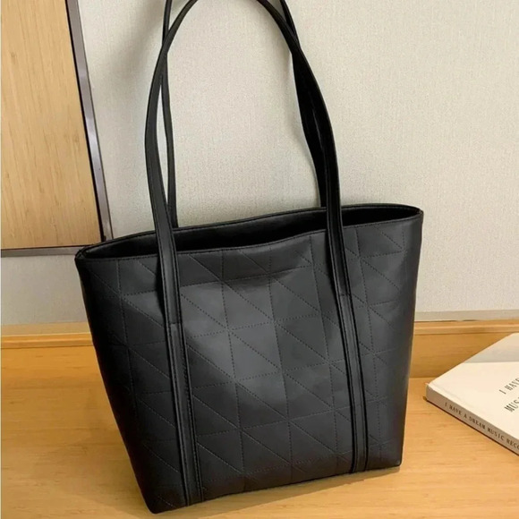 ⚠️Clearance Large Solid Black Shoulder Tote Bag - Picture 6 of 6